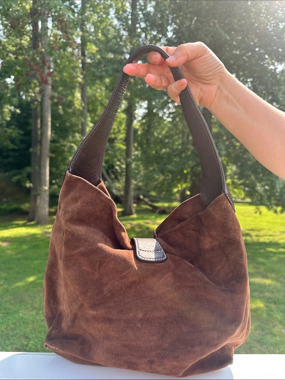 Dooney and Bourke Brown Cognac Suede Hobo